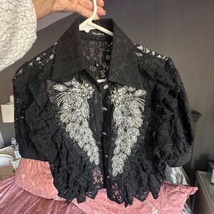 Beulah Style gorgeous lace/sequin top Size Small